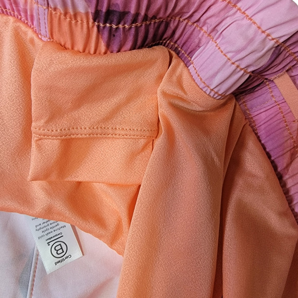 ATHLETA Printed Mesh Racer Run Short 4" Stretch Pink Orange Sz 1X Shorts - Picture 6 of 7